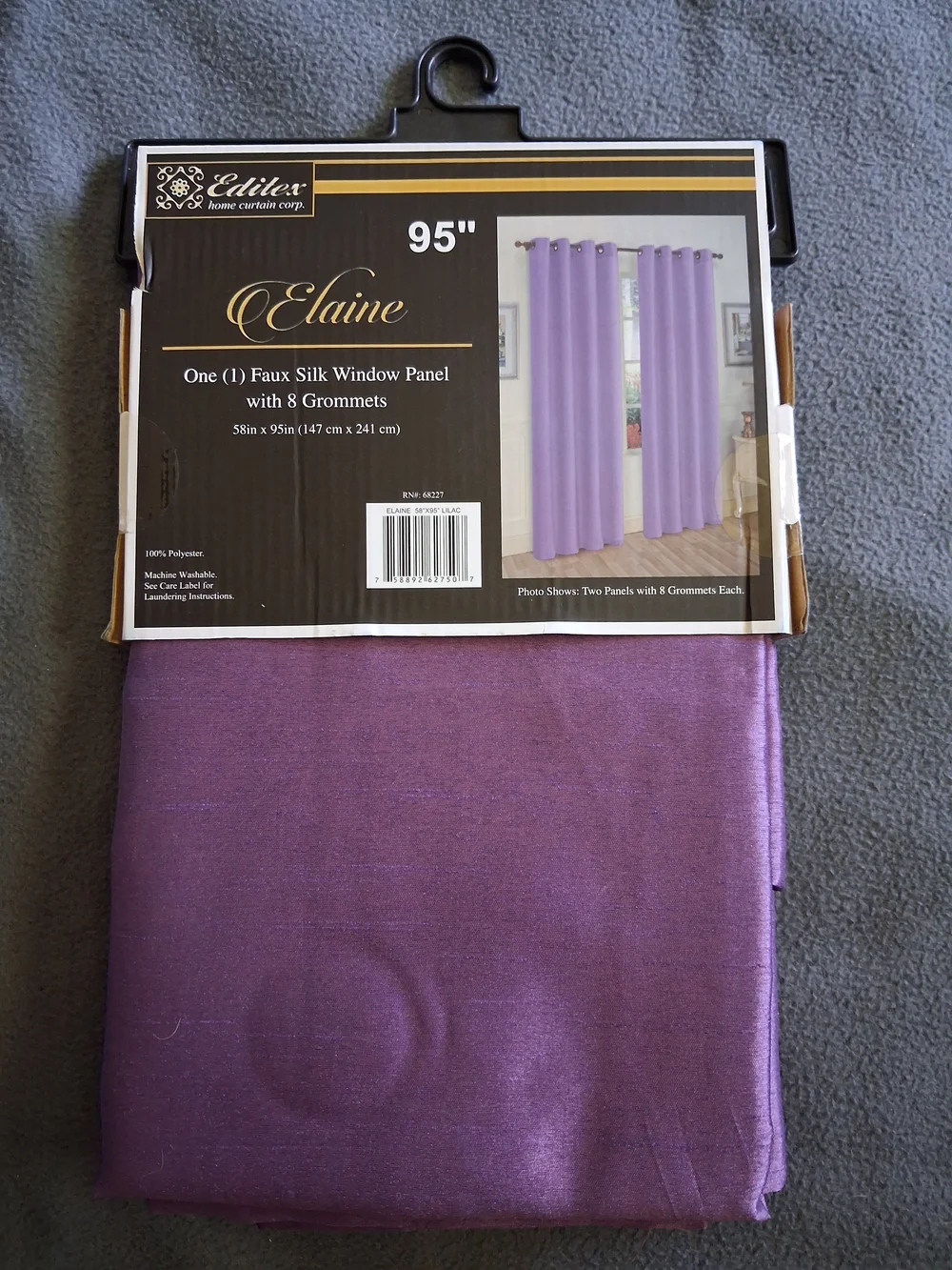 Elaine Faux Silk Window Panel - Purple